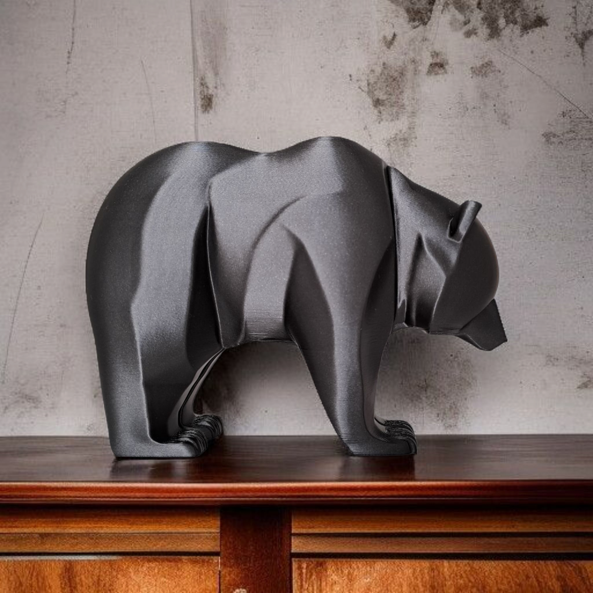 Minimalistically Designed Bear Sculpture - Angle View
